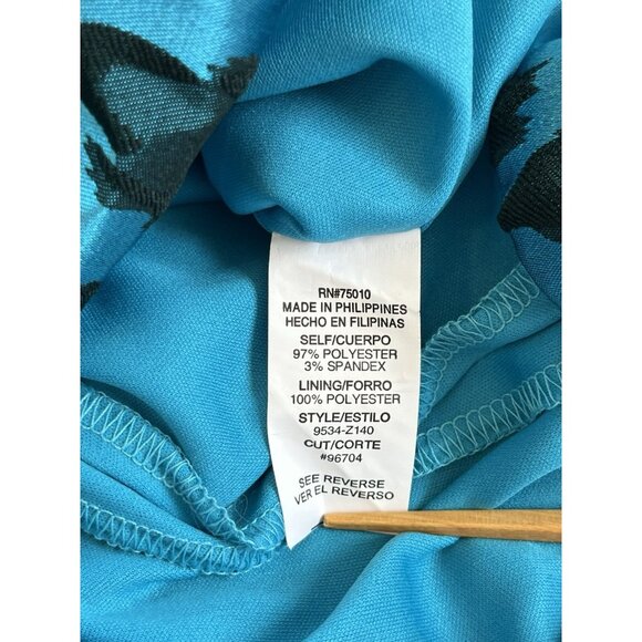 City Studio Blue & Black Leopard‎ Ruffle Dress Size 5 Junior Y2K Prom Feathers - Picture 9 of 11